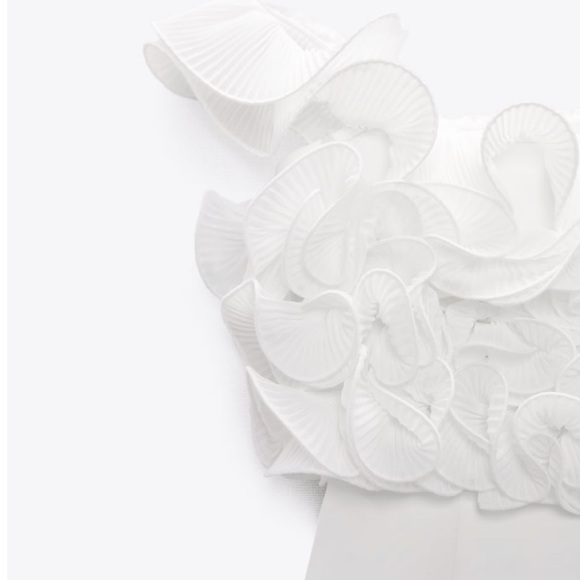 BNWT Zara Pleated Ruffled Mini Dress White M - Picture 4 of 7